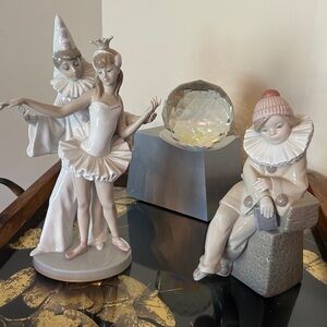 Lladro Porcelain Ballet Dancer and Clown & Little Jester figurines